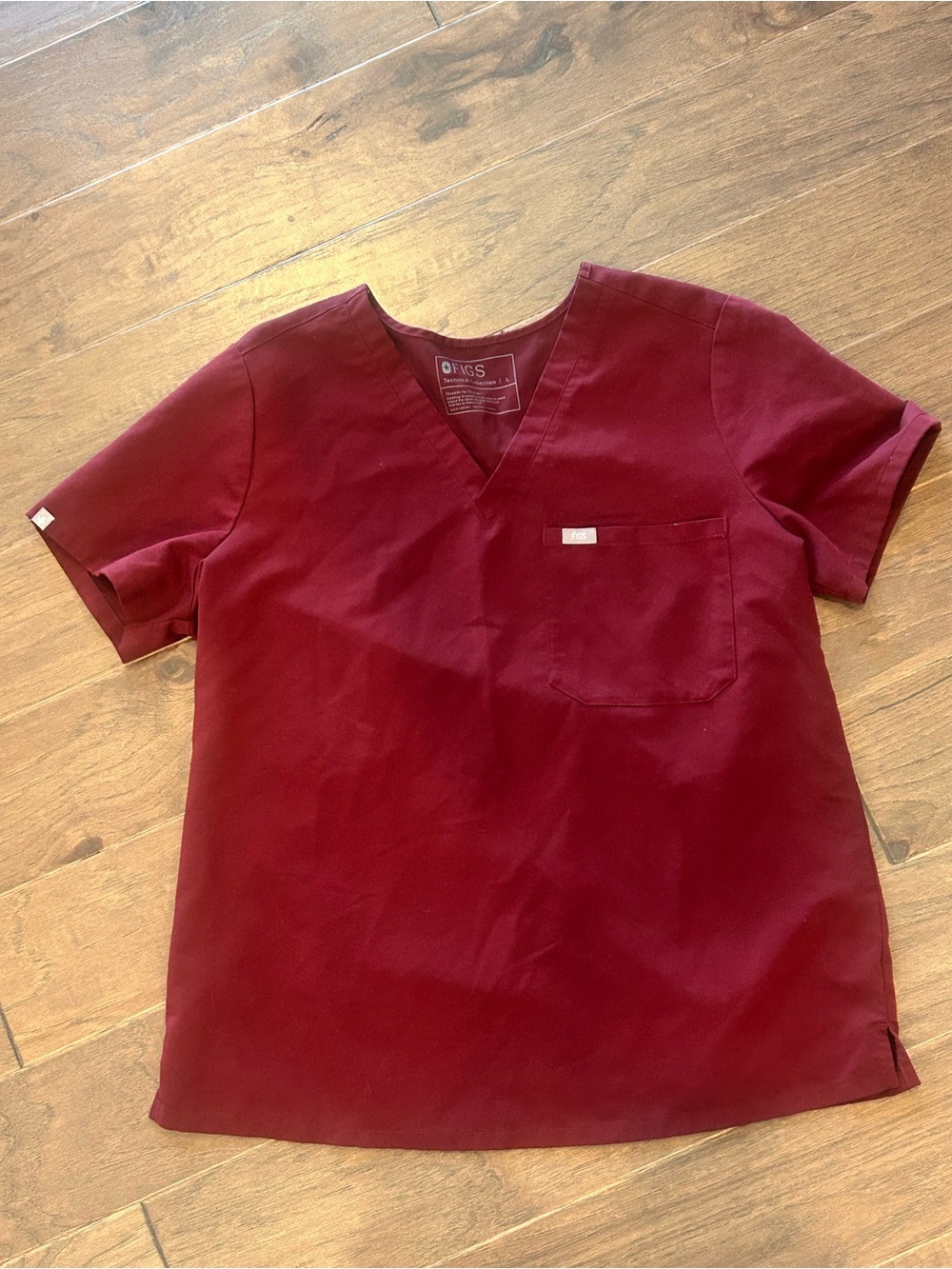 FIGS  V-Neck Scrub Top - Burgundy PO 1645 Large